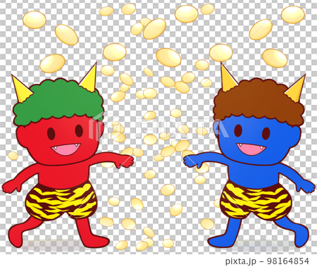 赤鬼と青鬼 豆まき イラストのイラスト素材 [98164854] - PIXTA