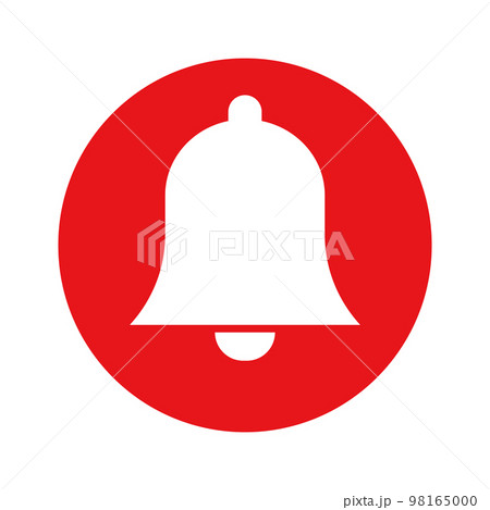 赤い鈴のアイコン。リマインダーや通知。警告。ベクター。 98165000