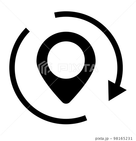 回転するマップピンのシルエットアイコン。ベクター。 98165231