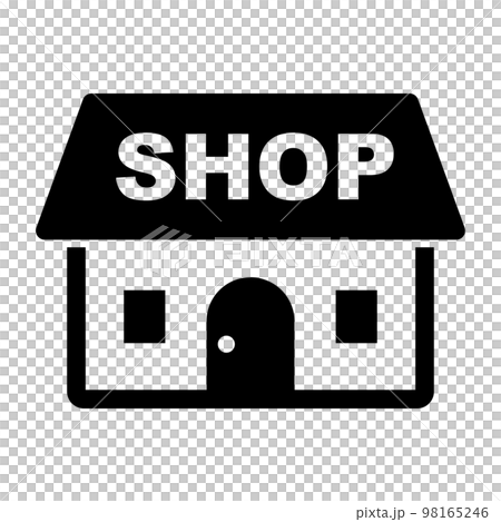 ショップのシルエットアイコン。店舗のシンボル。ベクター。 98165246