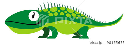 Funny iguana. Green reptile animal. Cartoon icon 98165675