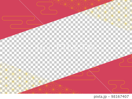 Gold hemp leaf and red Japanese style frame Gold hemp leaf and red Japanese style frame 98167407