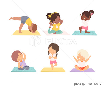 Kid Yoga Set Stock Illustration - Download Image Now - Child, Yoga,  Abstract - iStock