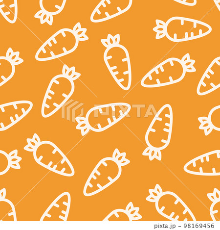 Seamless pattern with carrots. Vegetable summer pattern. Colorful bright vegetable seamless pattern. Vector illustration 98169456