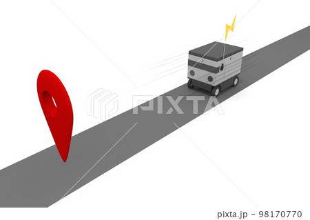 目的地まで配達する。地図情報を読み取る。自動で配達するロボット。機械が無人で荷物を配達する。 98170770