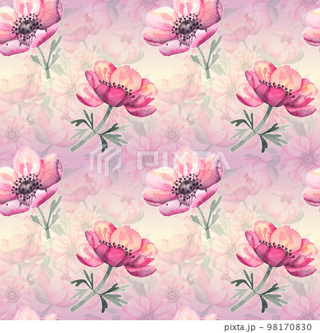 Watercolor pattern with flowers on a gradient background Watercolor pattern with flowers on a gradient background 98170830
