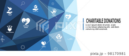 Charitable Giving w Donations Icon Set and Web Header Banner Charitable Giving w Donations Icon Set and Web Header Banner 98170981