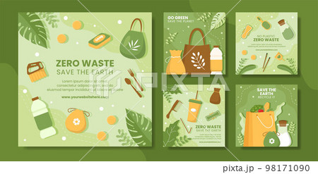 Zero Waste Social Media Post Flat Environment Cartoon Hand Drawn Templates Illustration Zero Waste Social Media Post Flat Environment Cartoon Hand Drawn Templates Illustration 98171090