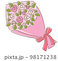 ピンクの花束　主線あり 98171238