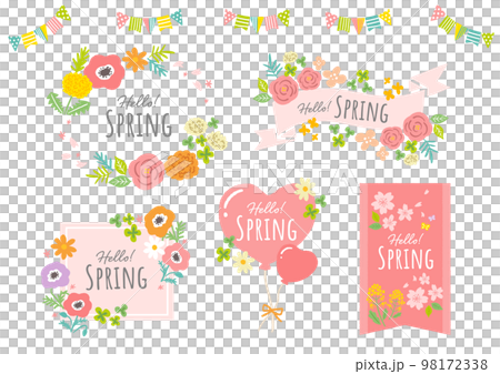 Spring flower illustration frame set 98172338