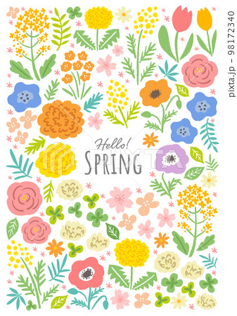 春の花のイラストセット 春の花のイラストセット 98172340