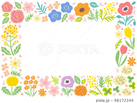 春の花のイラストのフレーム 98172344