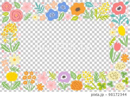 春の花のイラストのフレーム 98172344