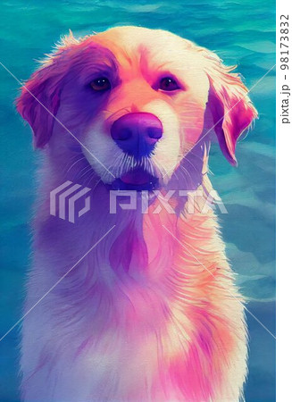 Funny adorable portrait headshot of cute doggy. Chesapeake Bay Retriever dog breed puppy, standing facing front. Looking to camera. Watercolor imitation illustration. AI generated vertical artistic Funny adorable portrait headshot of cute doggy. Chesapeake Bay Retriever dog breed puppy, standing facing front. Looking to camera. Watercolor imitation illustration. AI generated vertical artistic 98173832