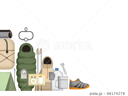 登山 山登り アウトドア キャンプ 背景 フレーム イラスト 登山 山登り アウトドア キャンプ 背景 フレーム イラスト 98174279