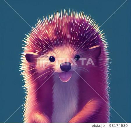 Funny portrait headshot of cute North American porcupine. North American land animal standing facing front. Looking to camera. Watercolor imitation illustration. AI generated vertical artistic poster. Funny portrait headshot of cute North American porcupine. North American land animal standing facing front. Looking to camera. Watercolor imitation illustration. AI generated vertical artistic poster. 98174680