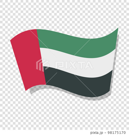 風になびいているアラブ首長国連邦国旗。ベクター。 98175170