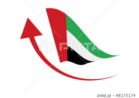 上昇する矢印とアラブ首長国連邦の国旗。ベクター。 98175174