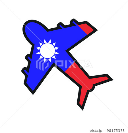 台湾国旗模様の飛行機アイコン。ベクター。 98175373