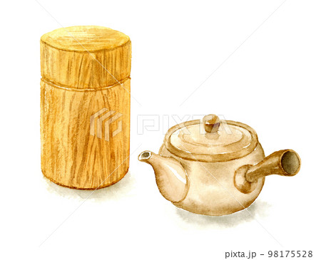 茶筒と急須の水彩イラスト 茶筒と急須の水彩イラスト 98175528