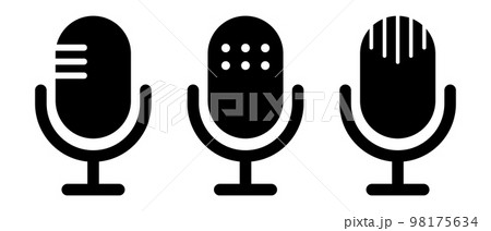 様々なスタイルのマイクアイコンセット。サウンドやボイスやレコーディング。 98175634