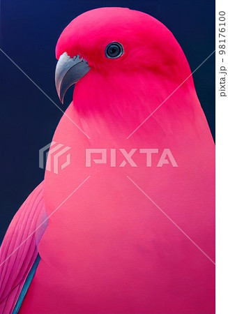 Funny adorable portrait headshot of cute galah bird. Australian flying animal standing facing front. Looking to camera. Watercolor imitation illustration. AI generated vertical artistic poster. 98176100