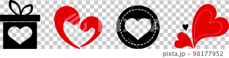 A collection of heart-shaped vector silhouettes for Valentine's Day, anniversaries, wedding, celebrations and website decor are isolated on a white background. 98177952