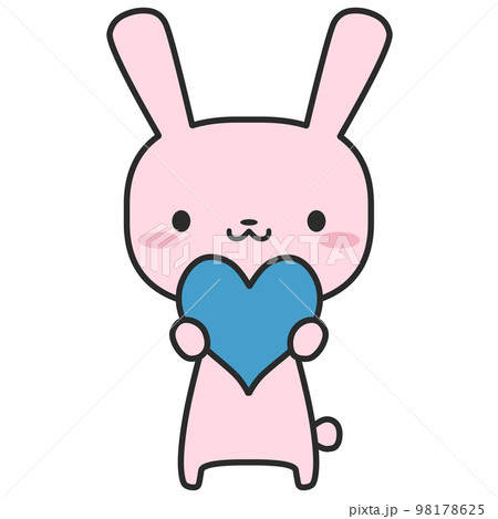 青色のハートを持っているウサギさん 98178625