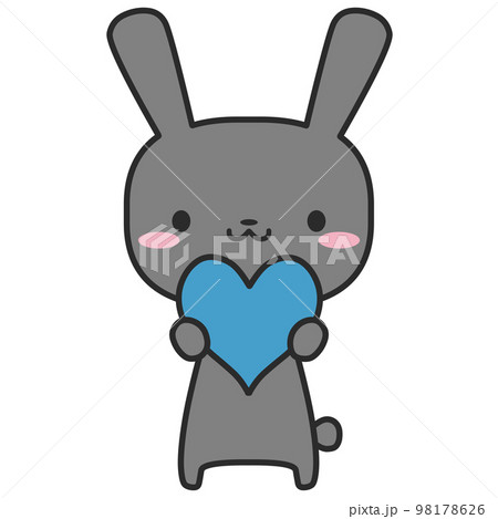 青色のハートを持っているウサギさん 98178626