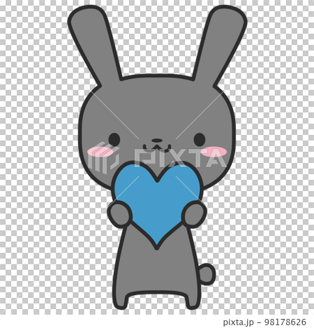 青色のハートを持っているウサギさん 98178626