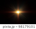 3D illustration Lens Flare. Light over black background. Optical Flare 3D rendering effect element to add overlay or screen filter over your photos. Abstract sun glare digital lens flare background. 98179101