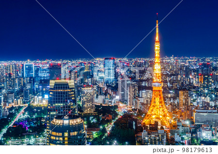 【東京の都市風景】東京都心の都市夜景眺望 【東京の都市風景】東京都心の都市夜景眺望 98179613