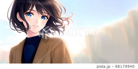 ミディアムヘアの女性　水彩画風　ビジネスウーマン 98179940