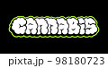Cannabis Smoke Letters Sign Marijuana Package Sticker or T-shirt Design in Cartoon Graffiti Style 98180723