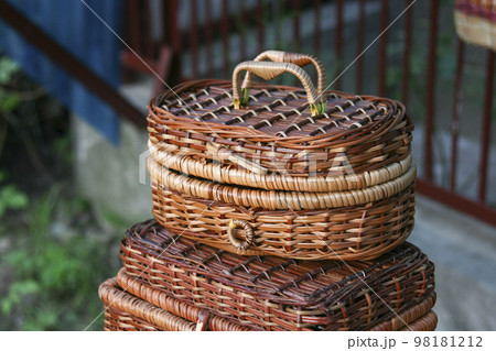 Wicker basket bag 98181212