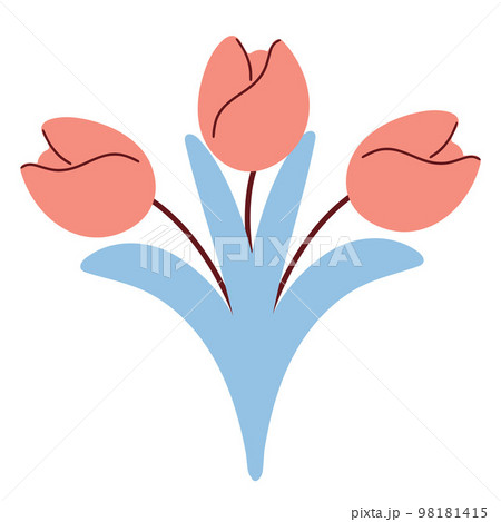 Bouquet of tulips. Hand drawn spring flowers 98181415