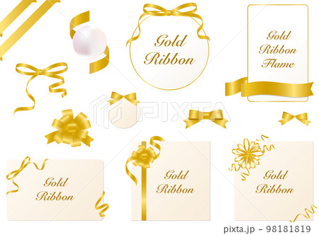 ゴージャスなゴールドリボンのラッピングフレーム ゴージャスなゴールドリボンのラッピングフレーム 98181819