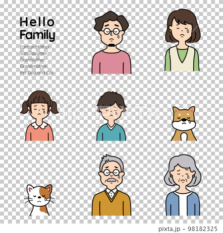 家族の表情アイコン　悲しい表情 98182325