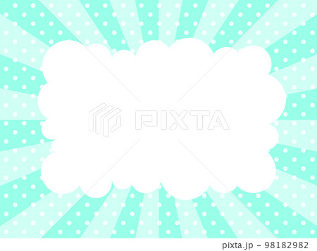 サンバーストとドットの背景にもこもこの吹き出しフレームのイラスト 98182982