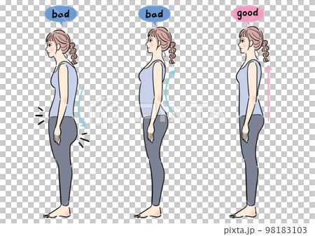 悪い姿勢と正しい姿勢のセット 悪い姿勢と正しい姿勢のセット 98183103