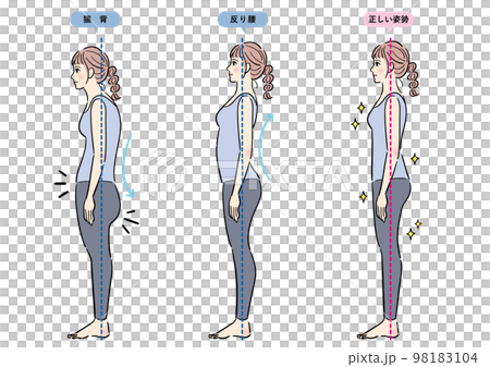 悪い姿勢と正しい姿勢のセット 悪い姿勢と正しい姿勢のセット 98183104