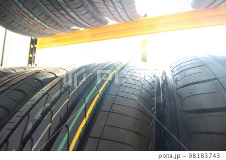 tire tread - Car tires at warehouse tire tread - Car tires at warehouse 98183743