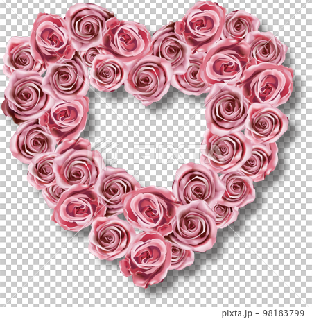 恋するハートリース バラ売り1（ピンクの薔薇のハート型のリース-その3  