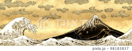 神奈川沖浪裏＆山下白雨　金ロングバージョン	 98183837