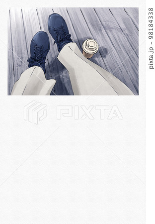 【イラスト】くつろぐ足元とコーヒーカップ 【イラスト】くつろぐ足元とコーヒーカップ 98184338