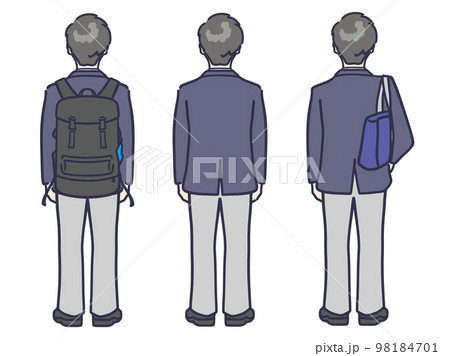 制服の男子学生後ろ姿　セット 98184701