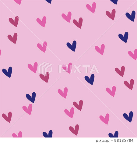 Seamless pattern with hearts in blue-pink colors. Vector graphics. 98185784