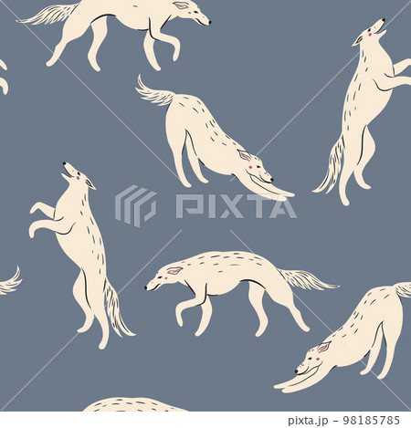 Seamless pattern with greyhound breed dogs. Vector graphics. 98185785