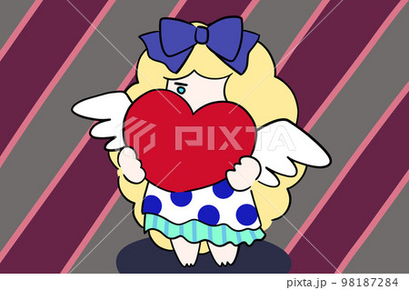 ハートを持った天使 キューピッド 女の子 幸せ 愛 バレンタイン 手描きイラスト ハートがいっぱい ハートを持った天使 キューピッド 女の子 幸せ 愛 バレンタイン 手描きイラスト ハートがいっぱい 98187284