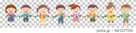 旗を持つ子供たち 98187708